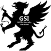 A Griffin, which is a mythical eagle/wolf/lion creature, with a welder and dial caliper in its claws
